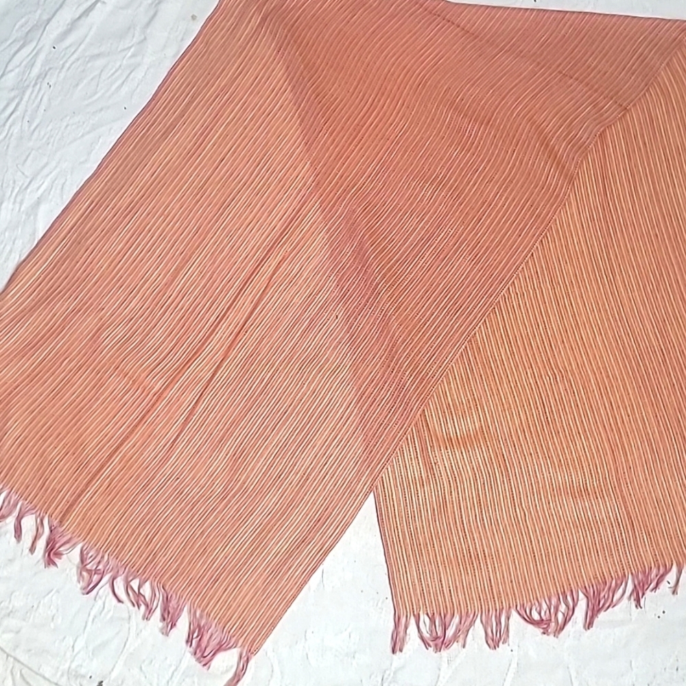 Scarf multicolor micro stripes pink red orange yellow brown white long soft